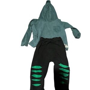 Baby Hip Hop Dance Costume Set Size 12-18m Slashed Ripped Pants & Hoodie Kids